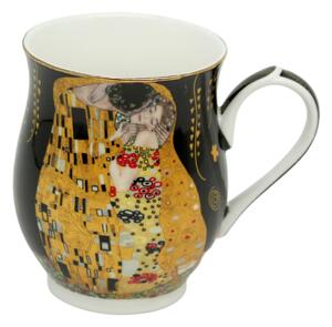 HOME ELEMENTS Porcelánový hrnek 350 ml, Klimt Polibek černý