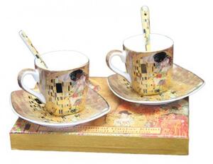HOME ELEMENTS Espresso šapo sada, 2x90 ml - Klimt, Polibek zlatý