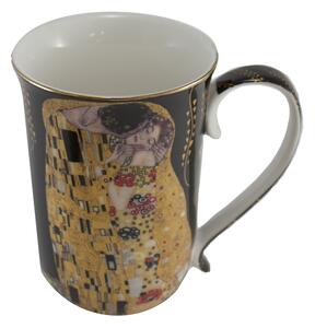 HOME ELEMENTS Porcelánový hrnek 400 ml, Klimt, Polibek tmavý