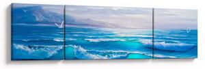 Obraz - Olejomalba moře s racky (170x50 cm)