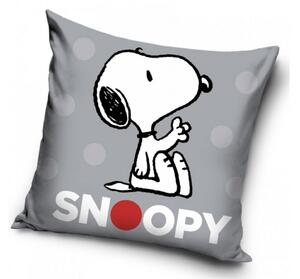 Licenční polštářek s motivem Snoopyho laděný do šedé barvy. Rozměr polštářku je 40x40 cm