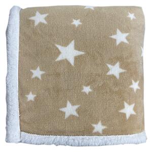 HOME ELEMENTS Mikroflanelová deka s beránkem 150 x 200 cm, vzor Hvězdičky, béžová