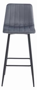 Set čtyř barových židlí POZZA sametové tmavě šedé (černé nohy) 4 ks