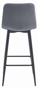 Set čtyř barových židlí POZZA sametové tmavě šedé (černé nohy) 4 ks