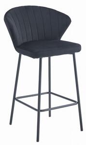 Set dvou barových židlí GATTA sametové černé (černé nohy) 2 ks