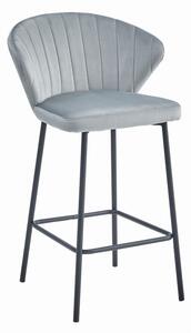 Set dvou barových židlí GATTA sametové stříbrné (černé nohy) 2 ks