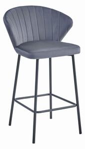 Set tří barových židlí GATTA sametové tmavě šedé (černé nohy) 3 ks
