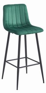 Barová židle POZZA sametová zelená (černé nohy)