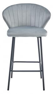 Barová židle GATTA sametová stříbrná (černé nohy)