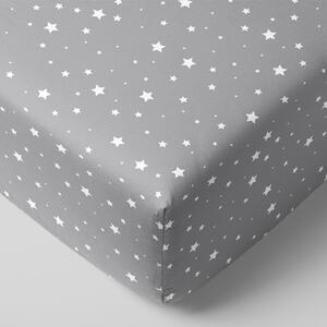 Goldea bavlněné napínací prostěradlo - vzor drobné bílé hvězdičky na šedém 120 x 200 cm