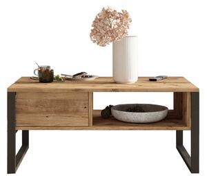 MILI 34 stylový konferenční stolek, barva borovice/černý kov