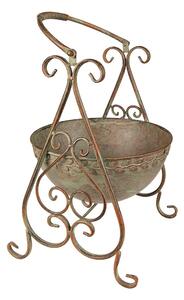 Hnědo-zelený antik kovový stojan na květiny Viro - 26*27*49 cm - Clayre & Eef