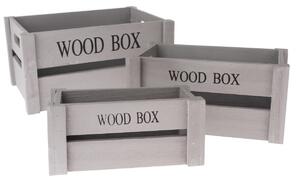Sada dřevěných bedýnek Wood Box, 3 ks, šedá