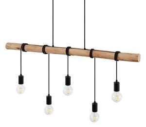 Lindby - Rom Závěsné Světlo Black/Wood