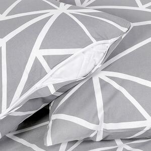 Goldea bavlněné ložní povlečení deluxe - vzor 1049 bílé geometrické tvary na šedém 140 x 200 a 70 x 90 cm