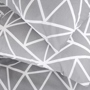 Goldea bavlněné ložní povlečení deluxe - vzor 1049 bílé geometrické tvary na šedém 140 x 200 a 70 x 90 cm