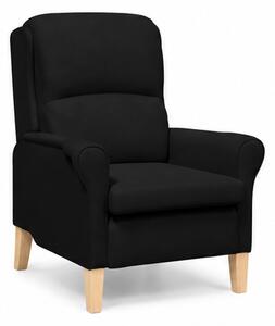 Křeslo relaxační, odpočinkové, ušák, dřevo/textil, 101x95x75 cm, přírodní/černá, Dekorino KR20260039