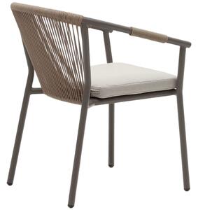 Hnědá kovová zahradní jídelní židle Kave Home Xelida s výpletem