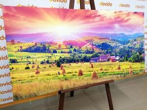 Obraz stohy sena v karpatských horách - 100x50 cm