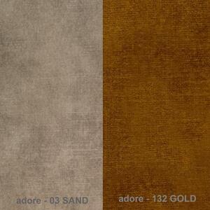 Modulová sedací souprava PIXEL - roh + taburet, pravá, sv. hnědá / zlatá (Adore 03 Sand / Adore 132 Gold)