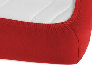 Jersey napínací prostěradlo na extra vysokou matraci JR-007 Sytě červené 200 x 200 - výška 40 cm