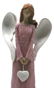 Anděl keramický růžový 24 cm 3130046