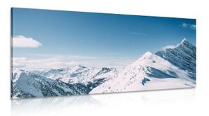 Obraz zasněžené pohoří - 100x50 cm