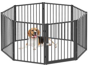 PawHut Psí Park Ohrady pro psy 8 panelů 60x76 cm pro malé a střední plemena, ocelový korál pro interiér i exteriér, černý | Aosom