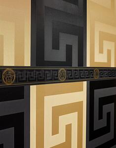 Vliesové tapety na zeď Versace III 93523-4, rozměr 10,05 m x 0,70 m, řecký klíč černý, A.S. Création