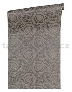 Vliesové tapety na zeď Versace III 93583-6, rozměr 10,05 m x 0,70 m, barokní květinový vzor šedo-hnědý, A.S. Création