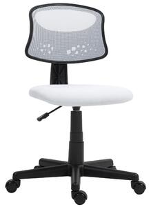 HOMCOM Ergonomická kancelářská židle bez opěrek s síťovinou, otáčecí, nastavitelná výška, nosnost 120 kg, bílá | Aosom