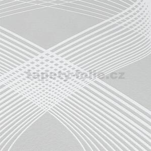 Vliesové tapety na zeď Natalia 10038-31, rozměr 10,05 m x 0,53 m, 3D geometrický vzor bílý na šedém podkladu, Erismann