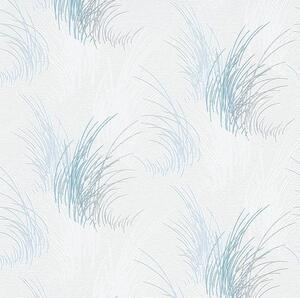Vliesové tapety na zeď Natalia 10020-08, rozměr 10,05 m x 0,53 m, tráva modrá na bílém podkladu, Erismann
