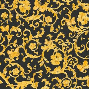 Vliesové tapety na zeď Versace III 34325-2, rozměr 10,05 m x 0,70 m, barokní s motýly vzor zlato-černý, A.S. Création