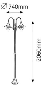 Venkovní stojanové svítidlo IP44, 3 x E27