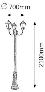 Venkovní stojanové svítidlo IP43, 3 x E27