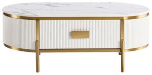 LivinHill Konferenční stolek Stilig ST380C 124 cm zlatý/bílý mramor