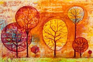 Obraz stromy v barvách podzimu - 60x40 cm