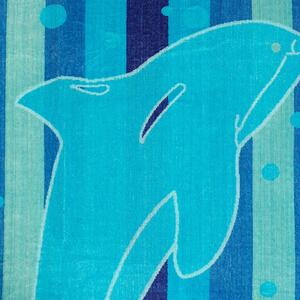 Goldea velká froté plážová osuška delfín - modrá 90x165 cm 90 x 165 cm
