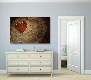 Obraz srdce na pni - 120x80 cm