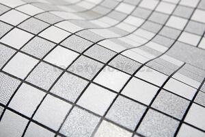 Vinylové tapety na zeď Bravo V1033-16 , rozměr 10,05 m x 0,53 m, 3D mozaika šedo-stříbrná, IMPOL TRADE