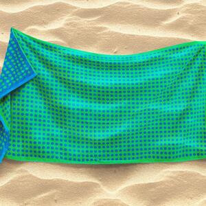 Goldea velká froté plážová osuška puntíky - zelená 90x180 cm 90 x 180 cm