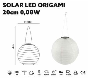 Zahradní solární LED svítidlo ORIGAMI 20CM