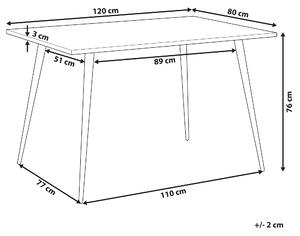 Jídelní stůl 120 x 80 cm bíly mramor efekt s černým SANTIAGO