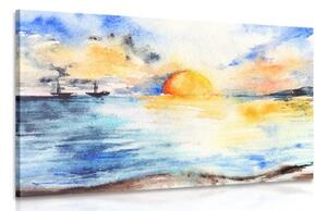 Obraz zářivý západ slunce u moře - 60x40 cm