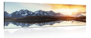 Obraz skvostný západ slunce v horách - 150x50 cm
