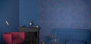 Vliesové tapety na zeď Felicita 31713, rozměr 10,05 m x 0,53 m, jemné listy červené na modrém podkladu, Novamur 82127