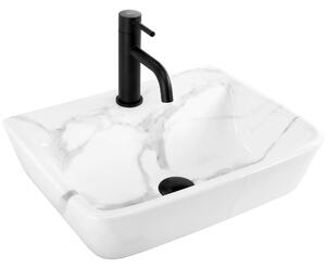 Rea Altea, umyvadlo na desku 455x360x120 mm, bílá imitace kamene - Cloudy, REA-U9242