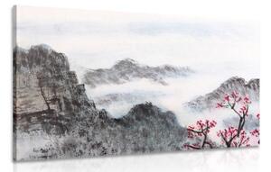 Obraz tradiční čínská malba krajiny - 90x60 cm
