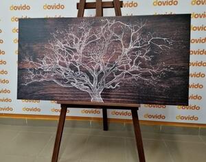 Obraz strom na dřevěném podkladu - 100x50 cm